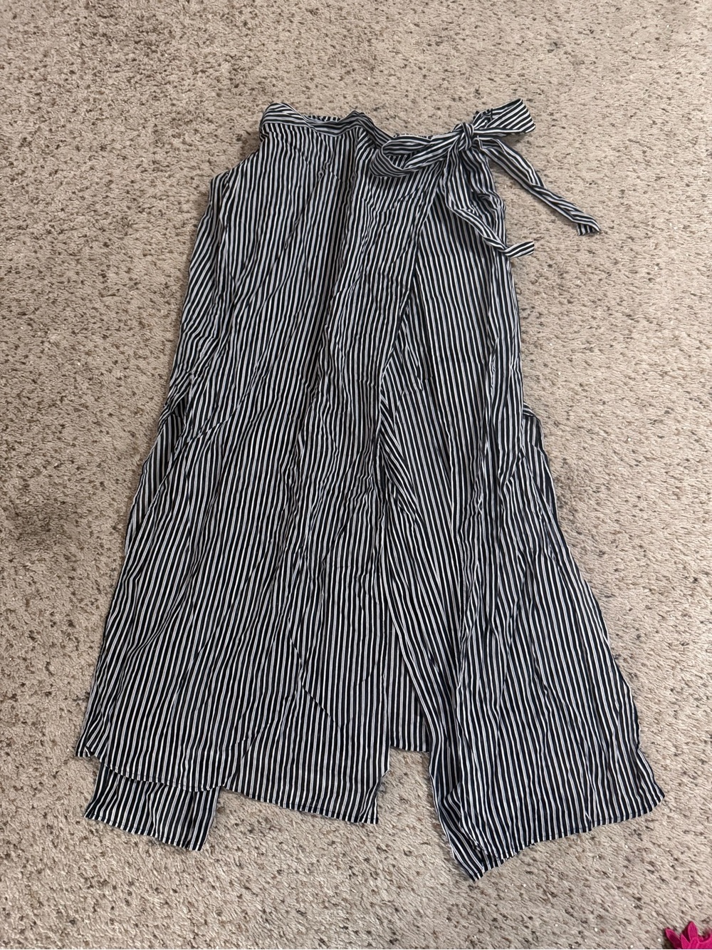 Zara Basic Striped High-Waist Wrap Pants